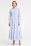 Women's Dress Shirt Hijab Collar Long Sleeve Striped Maxi Length Skater Pattern Woven Terrycotton - 5