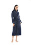 Gaia Şalyaka Women's Bathrobe - Striped - Navy Blue 100% Cotton - 2