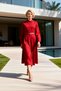 Women's Dress Shirt Collar Long Sleeve Maxi Length Plain Woven Skater Pattern Belted Unlined Daily Use - 4