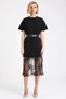Women's Midi Dress Shift Fit Crew Neck Off Shoulder Short Sleeve Lace Detailed Interlock Knitted - 5