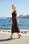 Women's Maxi Bodycon Knitted Polka Dot Asymmetrical Collar Sleeveless Gathered Functional Modern