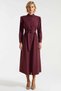 Women's Dress Shirt Collar Long Sleeve Woven Terrycotton Belt Buckle Detailed Skater Pattern Maxi Length Plain - 5