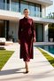 Women's Dress Shirt A-Line Collar Long Sleeve Woven Fabric Elastic Waist Unlined Plain Pattern Maxi Length - 3