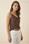 Women's Khverengi Degaje Collar Adjustable Rope Strap Sandy Fabric Athlete Blouse - 5