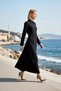 Women's Maxi Dress Shirt Collar Balloon Sleeve Long A-Line Woven Terryviscose Unlined Plain