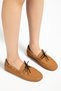 Women's Tan Nubuck Lace-Up Casual Loafer Ballet Shoes - 5