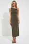 Women's Maxi Dress Asymmetrical Collar Sleeveless Knitted Stretchy Fabric Shoulder Accessory Detailed Functional - 5