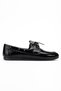 Women's Black Shiny Patent Leather Lace-Up Casual Loafer Ballerina Shoes - 2