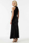 Women's Maxi Dress Halter Neckline V Cut Sleeveless Knitted Velvet Fabric Lace Embroidered Unlined - 6