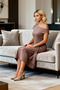 Women's Midi Dress, Degaje Collar, Short Sleeve, A-Line, Bell Shape, Knitted, Accessory Detailed, Plain, Stylish - 3