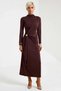 Women's Maxi Dress, Turtleneck, Long Sleeve, Knitted, Sandy, Plain, Unlined, Buckle Detailed - 5