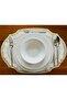 طقم طاولة طعام من الكتان المطرز باللون الذهبي المقاوم للبقع - 19 قطعة - 3