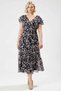 Women's Plus Size Midi Dress Midi V-Neck Short Sleeve Ruffle Chiffon Woven Floral Pattern a V - 5
