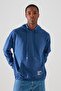 Indigo Hooded Oversized /Wide Cut Long Sleeve Label Applique Sweatshirt Tmnss21Sw0221 - 2