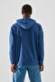 Indigo Hooded Oversized /Wide Cut Long Sleeve Label Applique Sweatshirt Tmnss21Sw0221 - 5