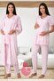 Pink Maternity Pajamas with Hidden Nursing Feature and Dressing Gown Effortt 8024