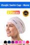 Premium Waterproof Silicone Swimmer Pool And Sea Cap Elastic Swimming Hat Set of 2