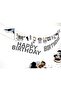 Black - White - Football Themed "Happy Birthday" Text Banner - 7