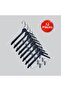 Wooden (Lama Silver Hook) Latch Shirt and Skirt Hanger Black Color 12 Pieces