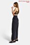 Women's Black W5 Palazzo Fit Special Fabric Belt Detail Design Trousers - 6