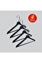 Wooden (Lama Silver Hook) Bar Hanger for Shirts and Trousers, Black Color, 4 Pieces