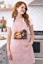 Pocketed Cream Powder Cute Little Punch and Orangutan Printed Kitchen Apron Set - 2
