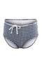 Dark Navy Blue Textured Covered High Waist Regular Bikini Bottom with Accessories Tbess21Ba0167 - 6