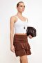 Brown Plain Skater Ruched Normal Waist Mini Stretchy Knitted Skirt Twoss26Et00008 - 3