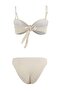 Ecru Textured Strapless Brazilian Bikini Set with Coated Cast Accessories Tbess26Bt00057 - 4