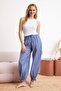 Beyaz-Mavi Çizgili Balon Fit Üst Örme Alt Dokuma Pijama Takımı THMSS26PT00098 - 3