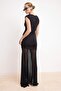 Siyah Büzgü/Drapeli Örme Sandy Maxi Abiye & Mezuniyet Elbisesi TPRSS26AE00085 - 4