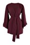 Plum Belted Mini Woven Flounce Beach Kimono&Kaftan Tbess21Km0002 - 3