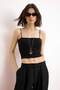 Black Fitted/Body-Fitting Strappy Strapless Sleeveless Cotton Stretch Knitted Undershirt Twoss26Al00048 - 2