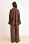 Kahverengi Oversize Dökümlü Kimono Geniş Paça Pantolon Alt - Üst Takım TCTSS26US00048 - 5