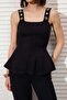 Siyah Premium İplik Kare Yaka Taşlı Peplum Triko İnce Bluz TWOSS26BZ00295 - 4