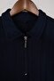 Navy Blue Regular Zippered Textured Knitted Polo Neck T-Shirt Tmnss26Po00019 - 6