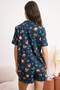 Lacivert %100 Pamuklu Çiçek ve Kurdele Desenli Örme Pijama Takımı THMSS26PT00112 - 4