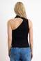 Siyah Fitted/Vücuda Oturan Asimetrik Yaka Bağlama Detaylı Yumuşak Örme Bluz TWOSS26BZ00480 - 3