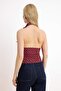 Bordo Puantiyeli Fitted/Vücuda Oturan Boyundan Bağlamalı Fularlı Tül Örme Bluz TWOSS26BZ00488 - 5