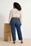 Mavi Paçası Kesikli Yüksek Bel %100 Pamuk Non-Stretch Straight Fit Jeans TBBAW26CJ00039 - 2