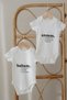 Unisex Baby Ecru Organic Mom and Dad Written Short Sleeve Body Set of 2 - 4