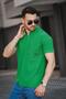 Dennie Single Pocket Hidden Button Waffle Fabric Slim Short Sleeve Stand Collar Men's Shirt - 3