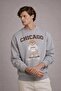 Men's Chicago Teddy Bear Printed Gray Sweatshirt - 2