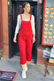 Women's Light Red Gardener Overalls ARM-20K001117 - 2