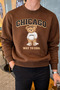 Men's Chicago Printed Casual Brown Sweatshirt