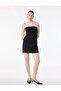 Lace Detailed Strapless Neckline Sleeveless Crepe Mini Dress