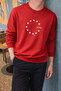 Star Printed Relaxed Fit Men's Red Sweatshirt - 3