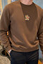 Men's Tiger Printed Loose Fit Brown Sweatshirt
