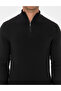 Black Slim Fit Stand Collar Zippered Knitwear Sweater 50315732-Vr046 - 6