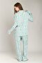 Sakura Woven Long Sleeve Shirt and Pants Set Pajama Set - Green - 5
